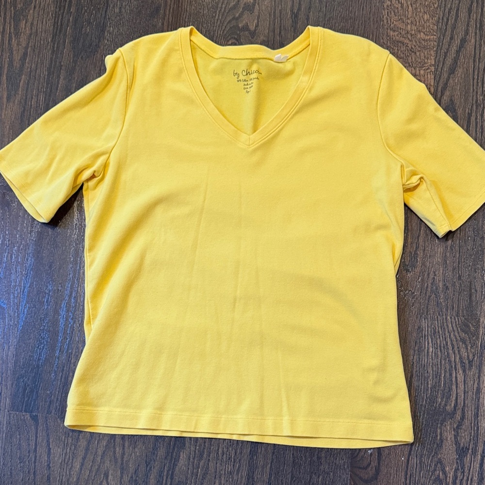 Chico's Sunny Yellow V-Neck Tee